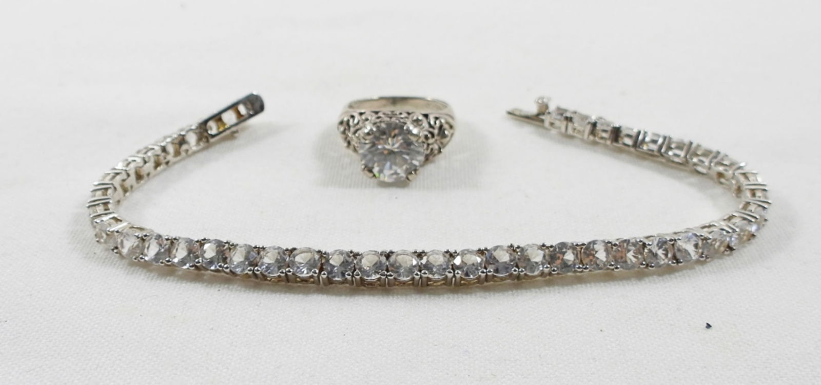 PRETTY STERLING TENNIS BRACELET & RING (1 of 3)