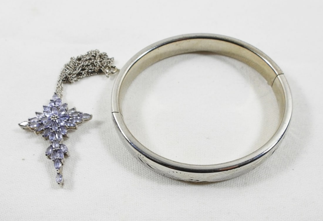 LIGHT BLUE GEMSTONE CROSS 925 NECKLACE (1 of 3)