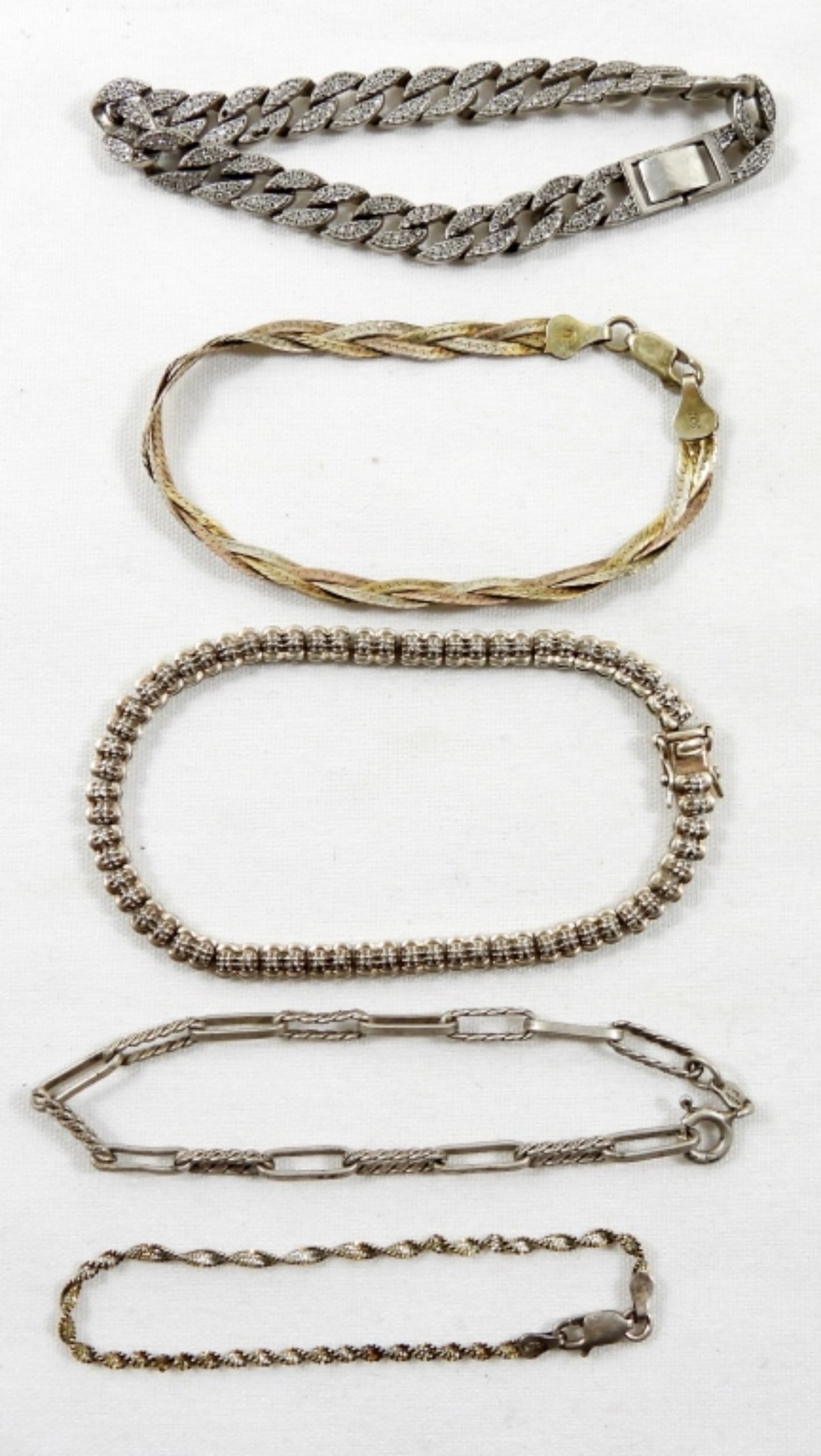 (5) STYLISH LADIES STERLING BRACELETS: LENGTH APPROX 6IN, 26.6 DWT