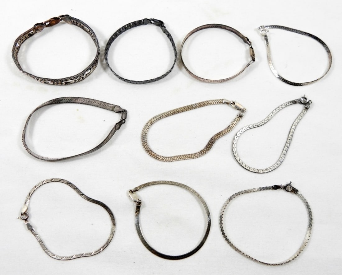(10) ALL STERLING BRACELET LOT (1 of 2)