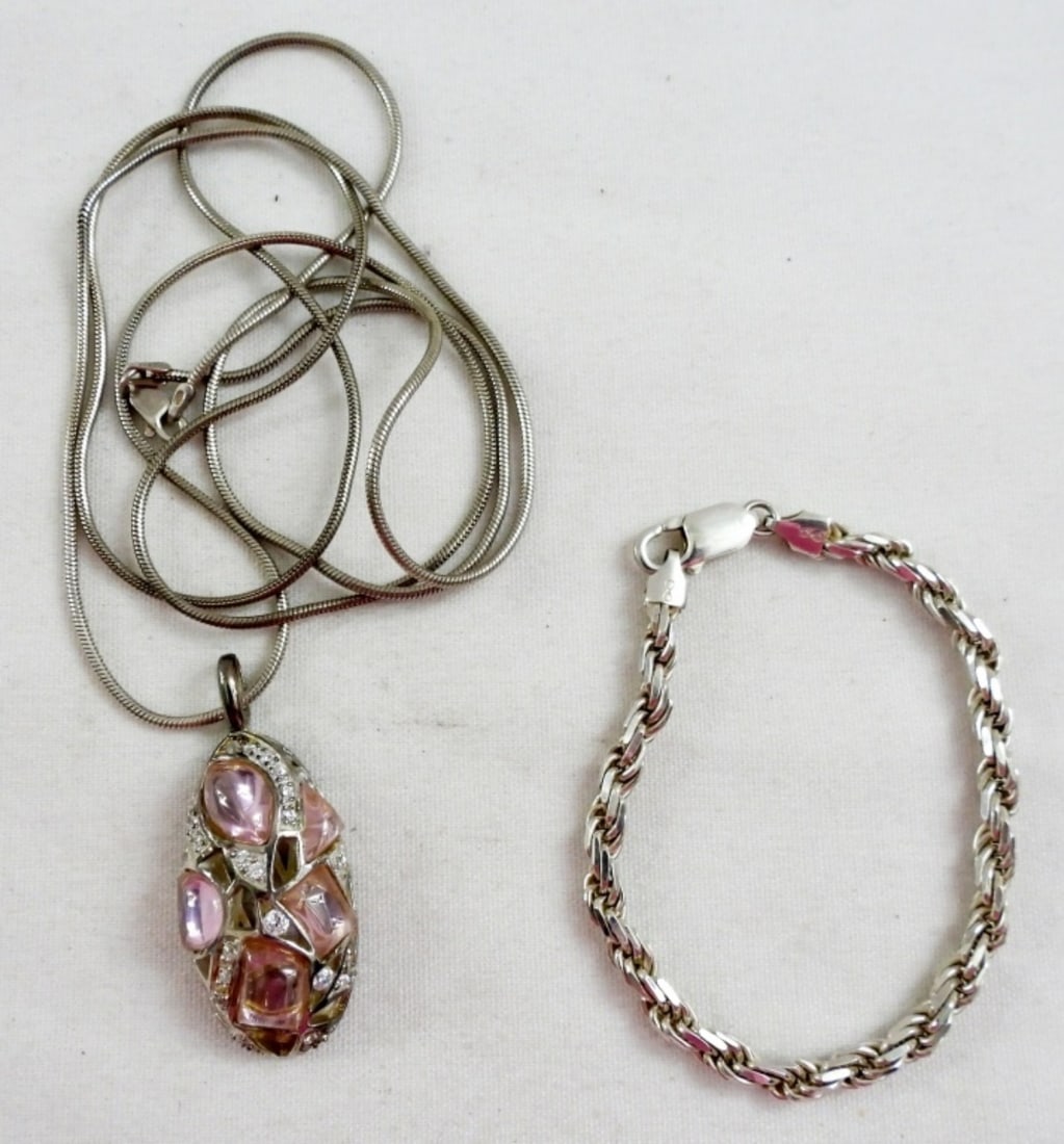 PINK GEMSTONE STERLING NECKLACE & MORE (1 of 2)