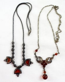 AMBER GEMSTONE STERLING NECKLACES