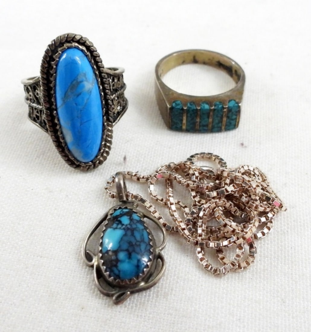 STERLING TURQUOISE JEWELRY LOT (1 of 3)