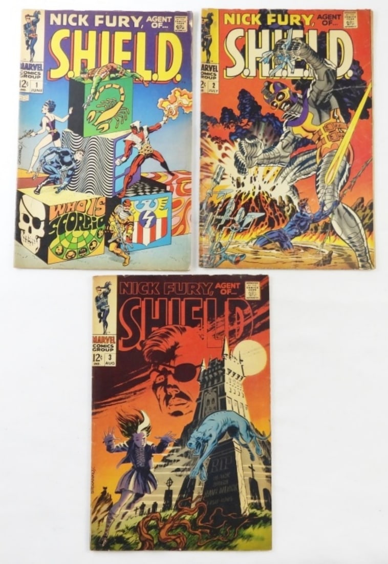 NICK FURY, AGENT of SHIELD #1, #2, #3 MARVEL: VG, GOOD, VG