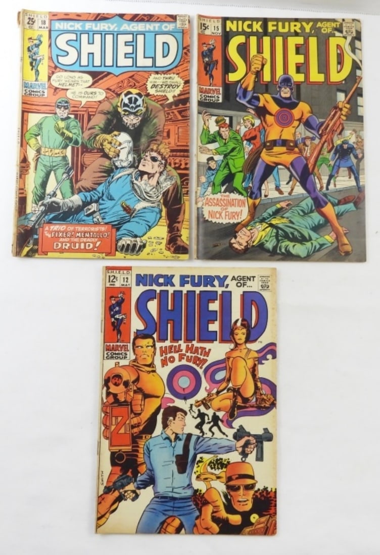 (3) NICK FURY, AGENT of SHIELD MARVEL: #12, #15, 18 - VG/FINE /GOOD