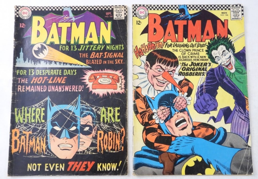 (2)1966 DC BATMAN #184 & #186 12c COMICS (1 of 2)