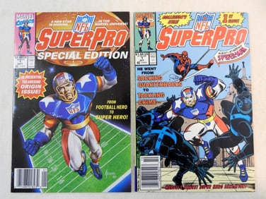 (2) MARVEL #1 NFL SUPERPRO COMICS