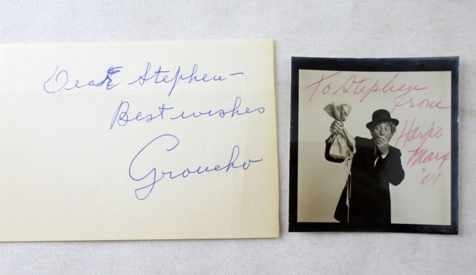 HARPO & GROUCHO MARX AUTOGRAPHS + (1 of 1)
