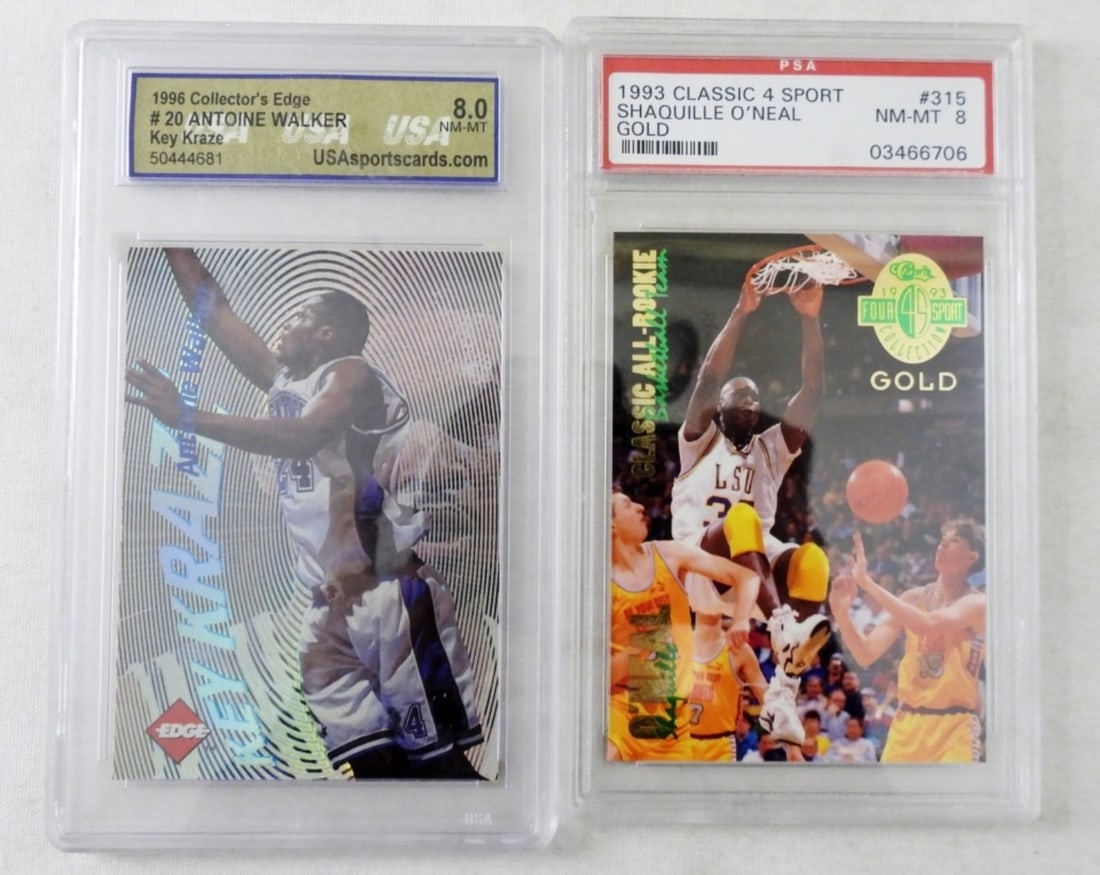 GRADED PSA SHAQ & USA ANTIONE WALKER: PSA - 1993 CLASSIC 4 SPORT SHAQUILLE O'NEAL GOLD #315 NM-MET 8 GRADED. USA - 1996 COLLECTORS EDGE #20 ANTIONE WALKER KEY KRAZE NM-MT 8.0