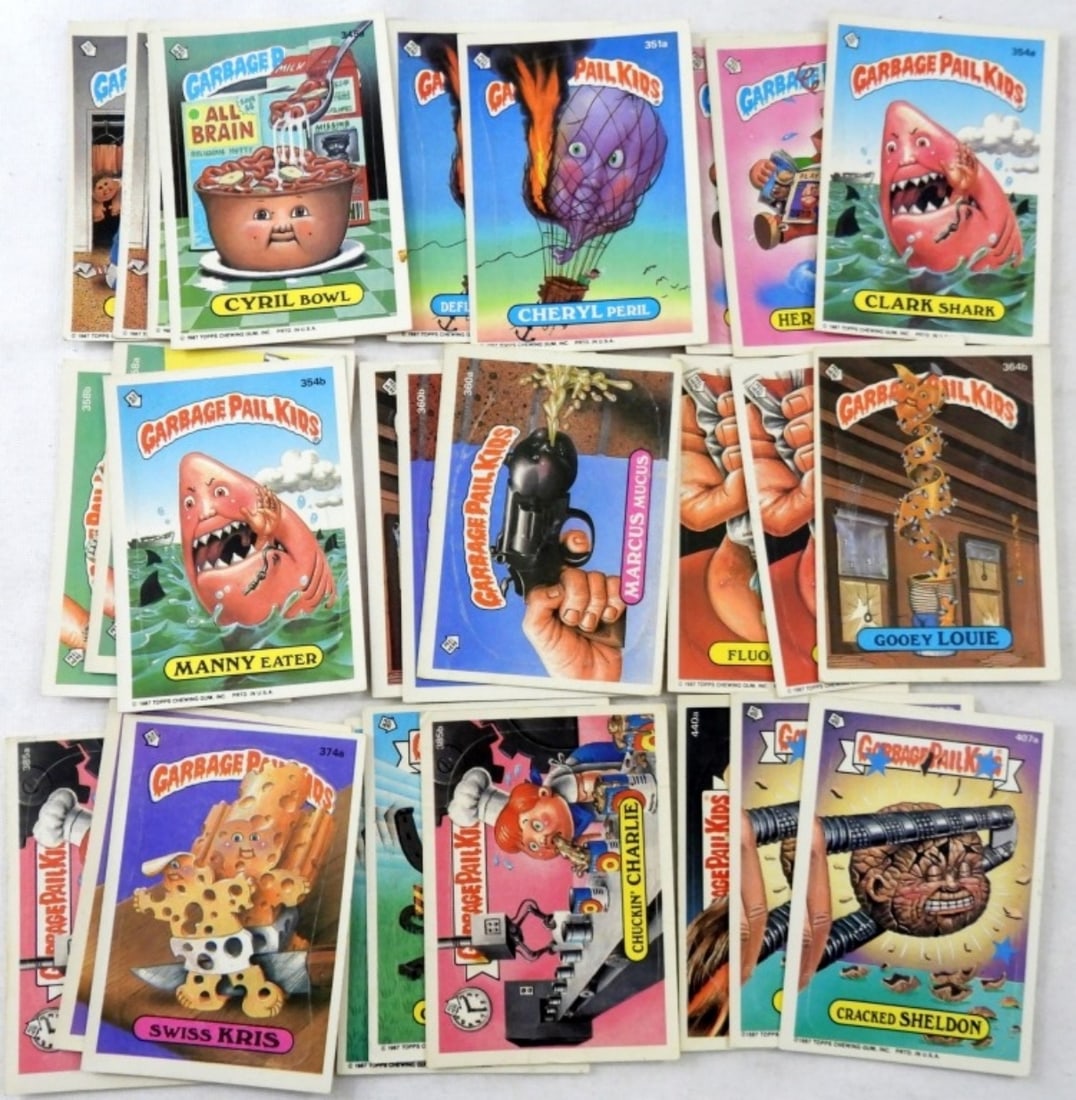 (36) GARBAGE PAIL KIDS CARDS, MATCHED VTG: 36 VINTAGE GARBAGE PAIL KIDS STICKER CARDS. CARD # BETWEEN 345-497. MATCHED A& B! 1986-87