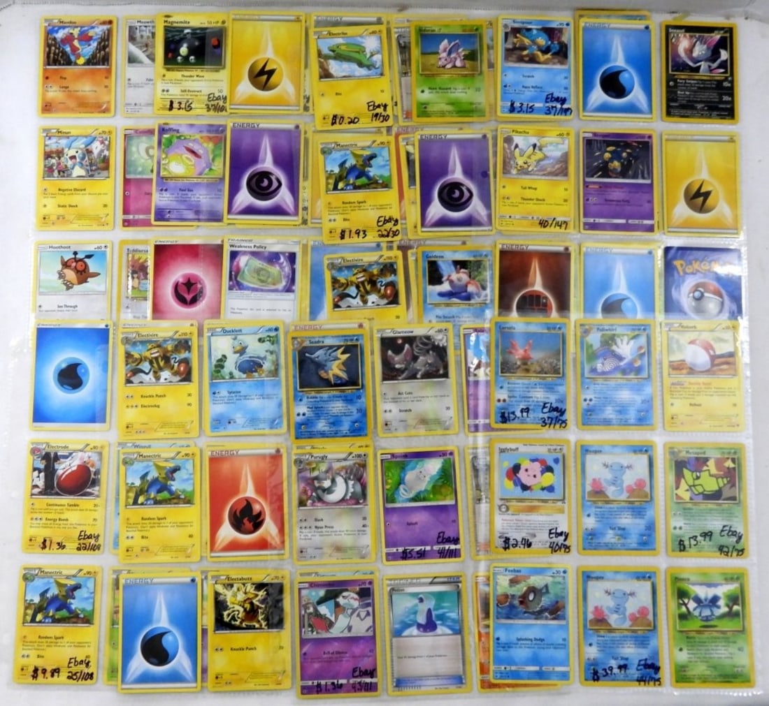 POKEMON MIX LOT: CORSOLA 37/75, SEADRA 48/111, DUCKLETT 29/101. ALL CARDS IN GOOD CONDITION (10 PAGES) (90 CARDS)