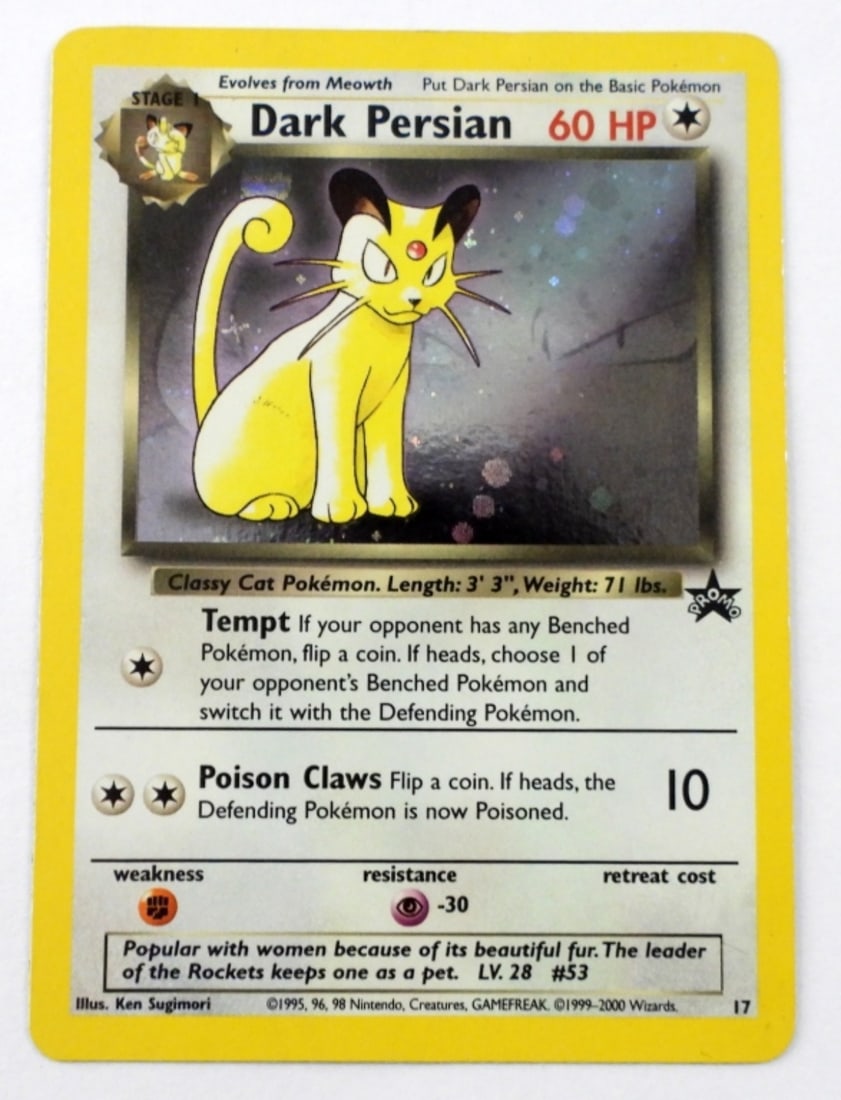 POKEMON DARK PERSIAN PROMO HOLO 17: DARK PERSIAN 17 PROMO CARD HOLO, BID NOW!