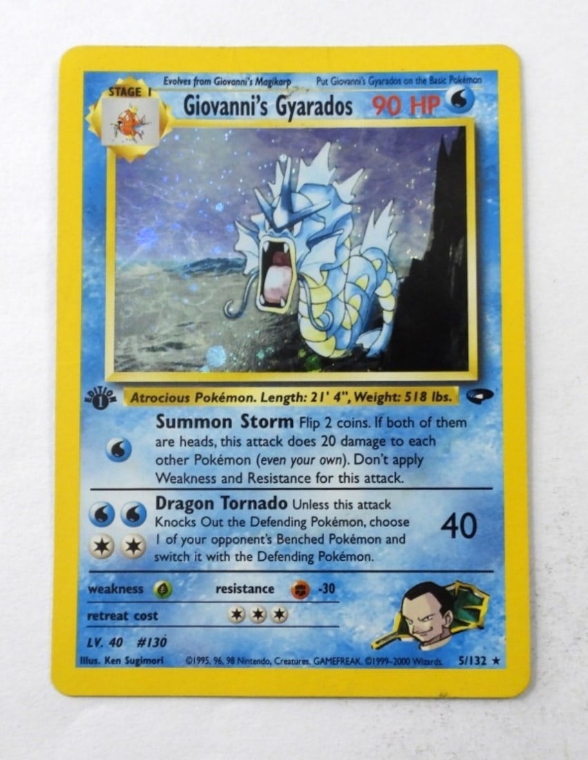 GIOVANNI'S GYARADOS HOLO CARD: GIOVANNI'S GYARADOS 90 HP 5/132 HOLO. IN GOOD CONDITION