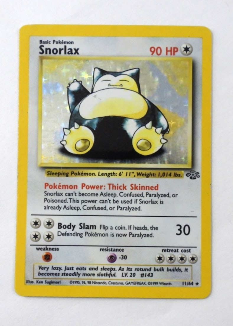 SNORLAX HOLO POKEMON CARD: SNORLAX 90 HP 11/64 HOL CARD IN GOOD CONDITION.