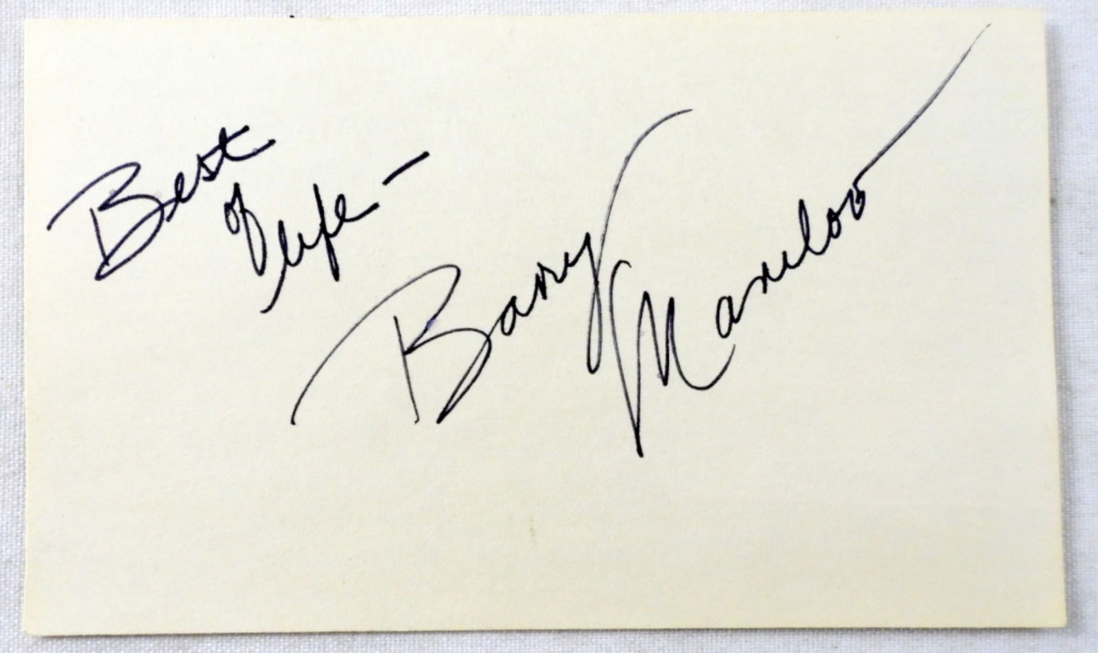 BARRY MANILOW HAND SIGNED 3x5 CARD (1 of 1)