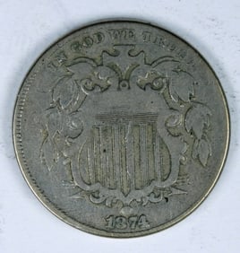 1874 SHIELD NICKEL