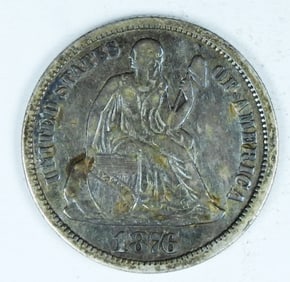 1876 SEATED DIME
