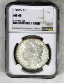 1880-S MORGAN DOLLAR, NGC MS-63