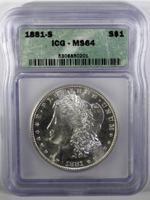 1881-S MORGAN DOLLAR ICG MS64