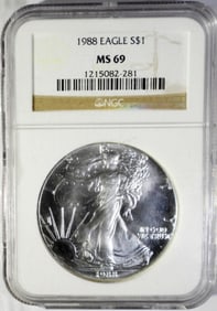 1988 AMERICAN SILVER EAGLE NGC MS69
