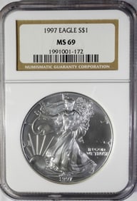 1997 AMERICAN SILVER EAGLE NGC MS69