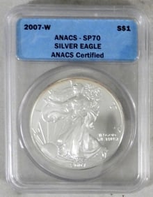 2007-W SILVER EAGLE ANACS SP-70