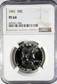 1951 FRANKLIN HALF NGC PF64