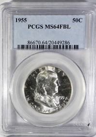 1955 FRANKLIN HALF PCGS MS64FBL