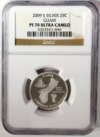 2009-S "SILVER" GUAM QTR NGC PF70 UC