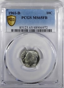 1961-D ROOSEVELT DIME PCGS MS65FB