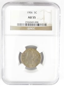 1906 LIBERTY "V" NICKEL NGC AU55