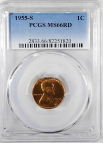 1955-S LINCOLN WHEAT CENT PCGS MS66RD
