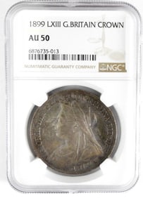1899 LXIII G.BRITAIN CROWN NGC AU50