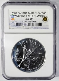 2008 CANADA MAPLE LEAF S$5  MS69