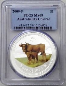 2009 YEAR of the OX 1oz SILVER PCGS MS69