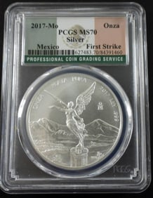 2017-MO LIBERTAD PCGS MS70 ONZA SILVER