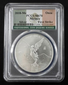 2018-MO LIBERTAD PCGS MS70 ONZA SILVER