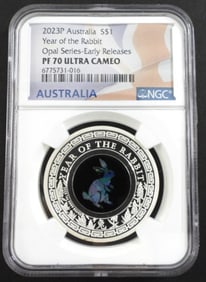 2023-P $1 OPAL  YEAR OF THE RABBIT  PF70