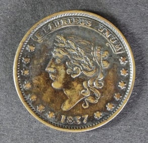 1837 NOT ONE CENT,  HARD TIMES  TOKEN