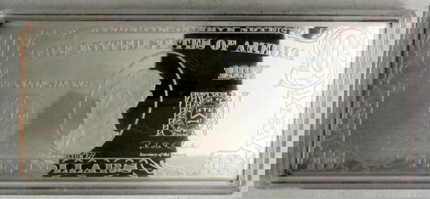 1997 .999 $10 DOLLAR  4 OZ SILVER BAR