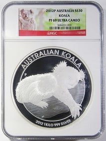 2012-P 1 KILO SILVER KOALA NGC PF-69 UC