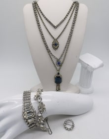 (7) VTG RHINESTONE NECKLACES & MORE