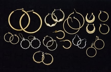 (12) PAIR OF PIERCED HOOP EARRINGS