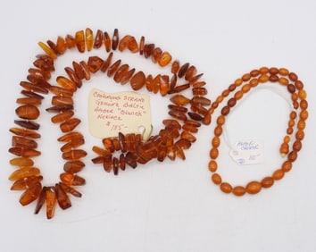 (2) VTG AMBER NECKLACES