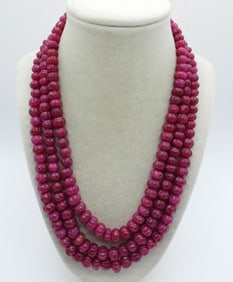 NATURAL RUBY BEADED ORIENTAL NECKLACE