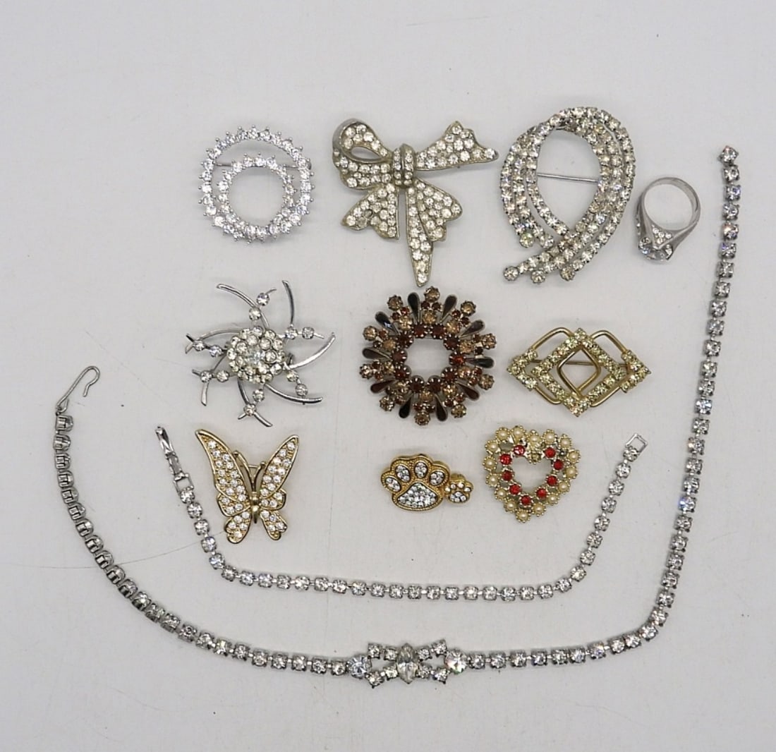 (12) PIECE RHINESTONE PINS / NECKLACE (1 of 1)
