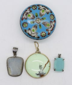 CLOISONNE TRINKET BOX & PENDANTS