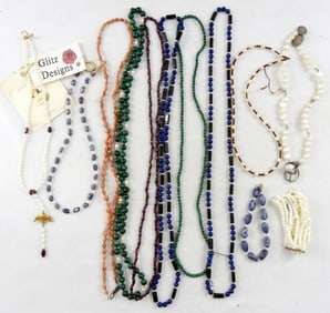 (12) HAND BEADED NECKLACES & BRACELETS