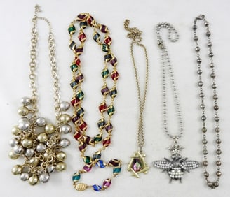(6) VTG BEADED GEMSTONE NECKLACES +