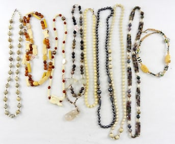 (9) NATURAL GEMSTONE BEADED NECKLACES